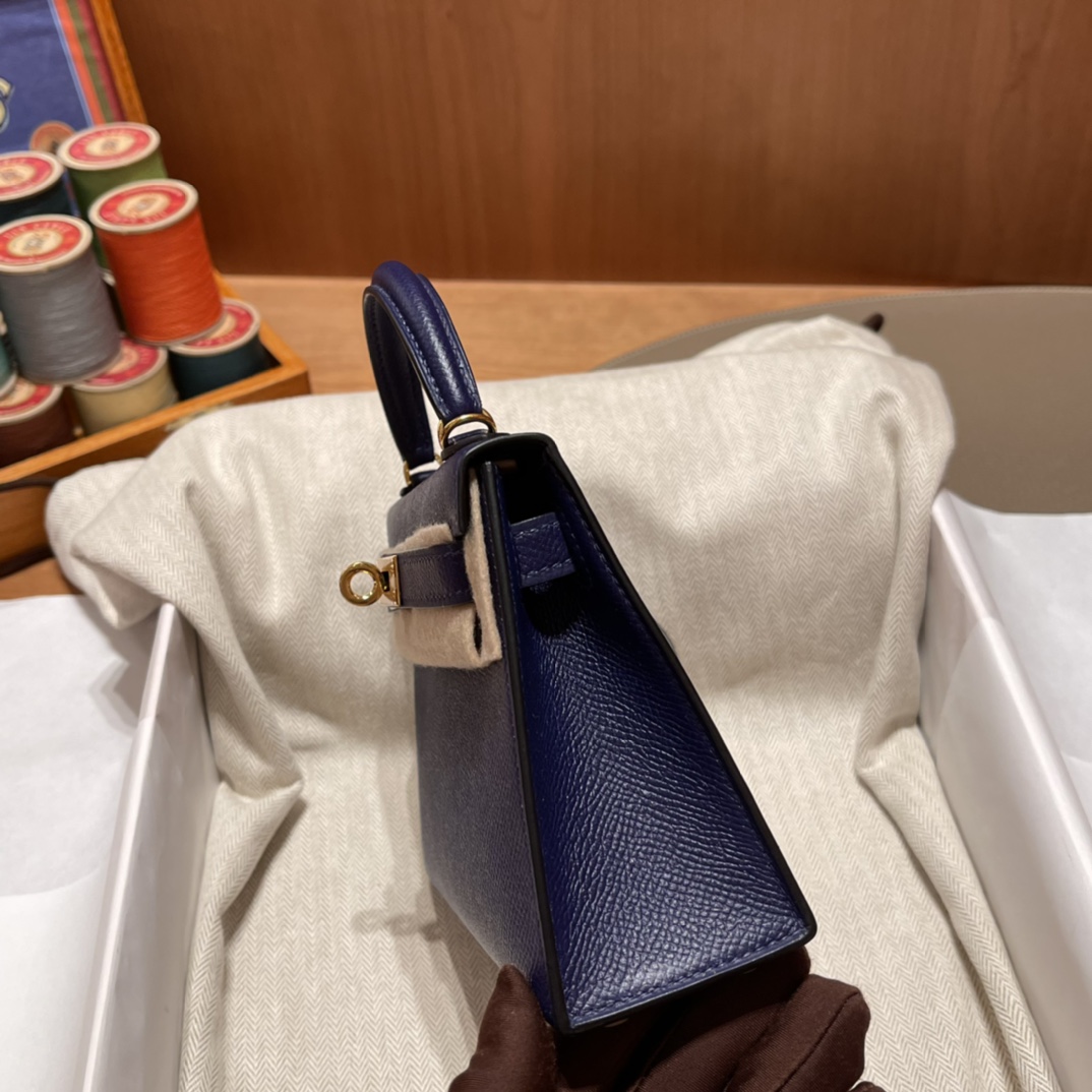 에르메스 미니 켈리백19 사파이어블루 금장 앱송